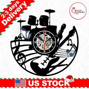 Music Vinyl Clock Instruments Wall Room Decor Gift